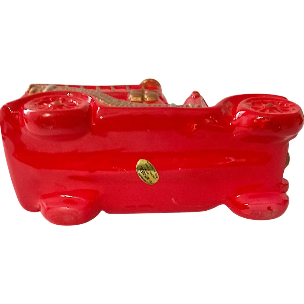 Vintage Fire Truck Planter Ceramic Red Kids Room Firetruck Nursery Decor Storage